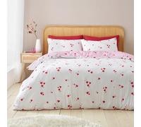 Catherine Lansfield Juego de Funda de edredón y Fundas de Almohada con diseño de corazón de sirsaca, Color Blanco y Rojo