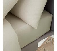 Catherine Lansfield Juego de sábanas bajeras y Fundas de Almohada de algodón Cepillado, para Cama Doble, Color Crema