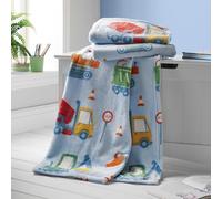 Catherine Lansfield Kids Digger Dreams Manta de Forro Polar, 130 x 170 cm, Color Azul