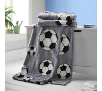 Catherine Lansfield Kids Living Football Manta, 120 x 150 cm, Color Gris