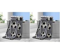 Catherine Lansfield Kids Living Football Manta, 120 x 150 cm, Color Gris (Paquete de 2)