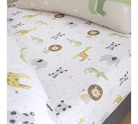 Catherine Lansfield Kids Roarsome Animals - Sábana Bajera Ajustable para niños, fácil Cuidado, Color Natural