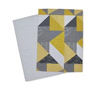 Catherine Lansfield Larsson Geo - Juego de 2 paños de Cocina, Color Ocre