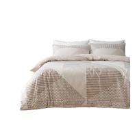 Catherine Lansfield Larsson Geo - Juego de funda de edredón reversible para cama individual con funda de almohada, color natural