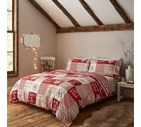 Catherine Lansfield Let It Snow Juego de edredón, 60% algodón, 40% poliéster, Rojo Natural, King Duvet Set