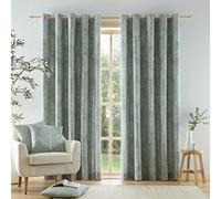 Catherine Lansfield Living Alder Trees - Cortinas Forradas con Ojales de 167 x 137 cm, Dos Paneles, Color Verde Salvia
