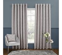 Catherine Lansfield Living Damask - Cortinas térmicas con Ojales metálicos de 167 x 183 cm, 2 Paneles, Color Gris