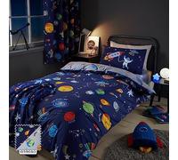 Catherine Lansfield Lost In Space - Juego de Funda de edredón Reversible con Fundas de Almohada, Color Azul