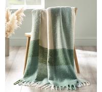 Catherine Lansfield Manta de imitación a Cuadros Mohair, 130 x 170 cm, Color Verde