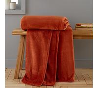 Catherine Lansfield Manta Raschel de Terciopelo Extra Grande, 200 x 240 cm, Color Naranja Quemado
