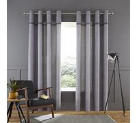 Catherine Lansfield Melville - Cortinas de algodón con Textura Tejida de 167 x 137 cm, sin Forro, Dos Paneles, Color Gris