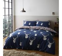 Catherine Lansfield Munro Stag Check Navy Juego de Funda nórdica 200 x 200 + 2 (50 x 80)