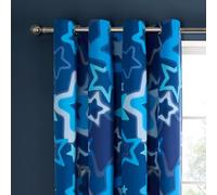 Catherine Lansfield Ombre Stars - Cortinas con Ojales Totalmente Reversibles de 167 x 183 cm, Dos Paneles, Color Azul