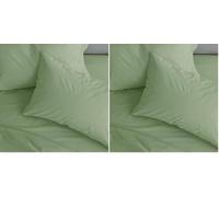 Catherine Lansfield Par de Fundas de Almohada de percal estándar de fácil Planchado, Color Verde (Paquete de 2)