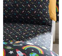 Catherine Lansfield Rainbow Rockets - Sábana bajera ajustable individual, color negro