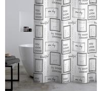 Catherine Lansfield Relax and Unwind - Cortina de Ducha (180 x 180 cm), Color Gris y Negro