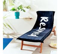 Catherine Lansfield Reserved Beach Toalla para Tumbona, 78 x 200 cm, Color Negro