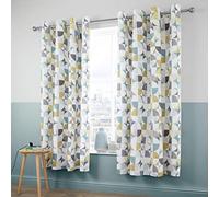 Catherine Lansfield Retro Circles - Cortinas con Ojales (66 x 72 Pulgadas), Multicolor