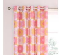 Catherine Lansfield Retro Daisy - Cortinas con Ojales Totalmente Reversibles de 167 x 183 cm, Dos Paneles, Color Rosa