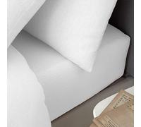 Catherine Lansfield Sábana Bajera Ajustable de algodón Cepillado, tamaño Super King, Color Blanco