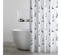 Catherine Lansfield Salcombe Boats - Cortina de Ducha (180 x 180 cm), Color Blanco