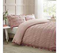 Catherine Lansfield Seersucker - Juego de Funda de edredón y Funda de Almohada para Cama Individual, Color Rosa