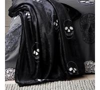 Catherine Lansfield Skulls Manta de Forro Polar, 130 x 170 cm, Color Gris