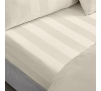 Catherine Lansfield So Soft - Sábana Bajera Ajustable de satén para Cama Doble, Color Crema
