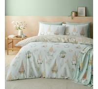 Catherine Lansfield Spring Gonks - Juego de Funda de edredón Reversible con Funda de Almohada, Color Verde Menta