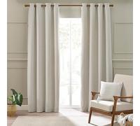 Catherine Lansfield Stab Stitch - Cortinas Forradas con Ojales de 167 x 183 cm, Dos Paneles, Color Natural
