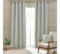 Catherine Lansfield Stab Stitch - Cortinas Forradas con Ojales de 167 x 183 cm, Dos Paneles, Color Verde Salvia