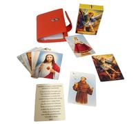 Catholic Faux Leather Prayer Card Holder - Pocket Sized Prayer Card Organizer Containing 54 PrayerCards | Portable Essential For Religious Use Holding 54 Cards Suitable For Funerals