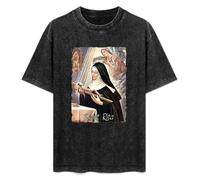 Catholic Saint Rita of Cascia Men's T-Shirt Unisex Black Cotton Hip Hop Print tee Shirts XL