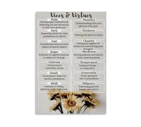 Catholic Seven Deadly Sins Poster 7 Heavenly Virtues Wall Art Print for Home Den Dorm Room Decor(Framed,16X24inch(40X60cm))