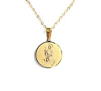 Catholic Town Collar con medalla de San Jude Thaddeus de acero inoxidable con cadena (disponible en oro y plata), Acero inoxidable, No es una piedra preciosa