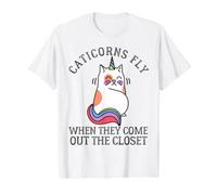 Caticorns Fly When They Sale The Closet Cat Unicorn Fun Camiseta gráfica económica, Hombre, Blanco, S