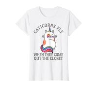 Caticorns Fly When They Sale The Closet Cat Unicorn Fun Camiseta gráfica económica, Mujer, Blanco, XL
