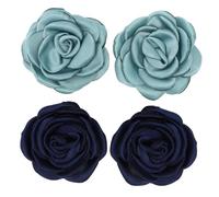 CATIEBYE 2 Pares de Flores para Zapatos DIY de Tela de 6 Cm, Color Azul Oscuro y Azul Verde Nilo, Accesorios Decorativos para Adornar Zapatillas, Tacones y Bolsos, Adecuado para Bodas