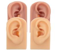CATIEBYE 2 Pares Modelo de Oreja de Silicona Suave Para Práctica de Perforación Flexibles Realistas Izquierdo y Derecho Para Exhibición de Joyas y Enseñanza Anatómica