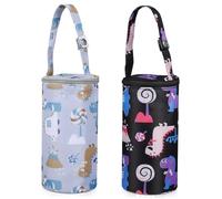 CATIEBYE 2 Piezas Bolsa Térmica para Biberones Patrón de Dibujos Animados de Unidades Oscuro Gris Aislante para Leche Colgante para Mochila y Cochecito para Botellas de Alimentación