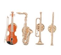CATIEBYE 4piezas Broche De Musical Broche De Guitarra Forma De Saxofón Trompeta y Flauta Para Entusiastas Del Jazz y Aficionados Orquesta Para Decoración Vintage