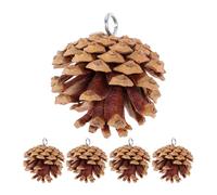 CATIEBYE 5 Juguetes Colgantes para Pájaros Piñas Naturales, Accesorios para Jaulas de Periquitos y Loros, Juguetes Masticables Divertidos y Decorativos, Set de 5 Piezas para