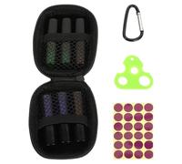 CATIEBYE Bolsa Portátil Negra para Aceites Esenciales con 6 Frascos Roll-On de Vidrio de 5 Ml Frascos con Bola Roll-On Rellenables Cierre Hermético para Viaje y Uso Diario