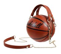 CATIEBYE Bolso Bandolera Moderno Cremallera y Forma De Baloncesto, Pequeño, Color Marrón, Para Mujer, Uso Diario, Diseño Cadena y Textura Suave
