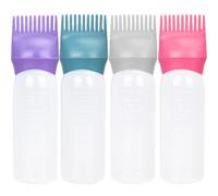 CATIEBYE Botellas Aplicadoras para Tinte de Cabello 120Ml 4 Piezas con Peine Aplicador Multicolor Gris Rosa Oscuro Verde Oscuro para Salón y Barbería