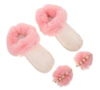 CATIEBYE Calcetines para Zapatos de Peluche Rosa con Pompones, Forro Cálido Extraíble para Invierno Talla 38-39, Calcetín Antideslizante y Protector contra Viento para Pantuflas y Botas