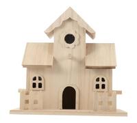 CATIEBYE Casa de Madera Beige Colgante para Adorno del Hogar y Oficina, Nido Delicado y Sencillo Estilo Cálido y Artístico para Mascotas Pequeñas