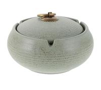 CATIEBYE Cenicero de Cerámica con Tapa Color Verde Claro, Diseño Antiescarcha para Interior y Exterior, Base Estable y Fácil Limpieza, Adecuado para Escritorio, Patio y Coche, Cenicero