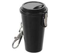 CATIEBYE Cenicero Organizador de Cenizas Metálico con Tapa y Llavero Portátil Negro Fácil de Usar Prueba de Viento para Viajes y Uso Diario