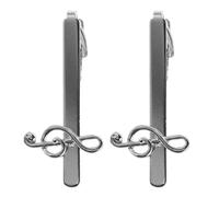 CATIEBYE Clips para Corbata de Hombre 2 Piezas Pinzas de Metal Diseño de Nota Musical Accesorio para Camisas Formales Sujetacorbatás Ligeros y Duraderos para Uso en Negocios y Eventos